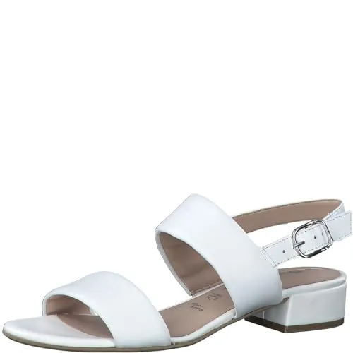 Tamaris Damen Sandalen mit Absatz Leder Blockabsatz Sommer; WHITE/weiß; 38 EU