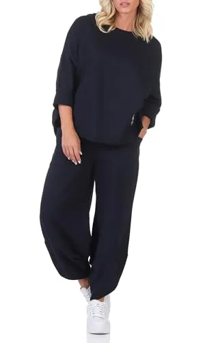 simaranda Damen Jogginganzug, Zweiteiler für Freizeit und Sport, Trainingsanzug, Hausanzug mit Hoodie und Hose 6172 (DE/NL/SE/PL, Numerisch, 36, 42, Regular, Regular, Navy)