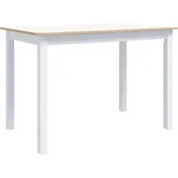 vidaXL Esstisch Weiß und Braun 114x71 cm aus Massivholz - Esstisch aus robustem Gummibaumholz mit eleganter MDF-Tischplatte, leicht zu reinigen und ideal für stilvolle Esszimmer.