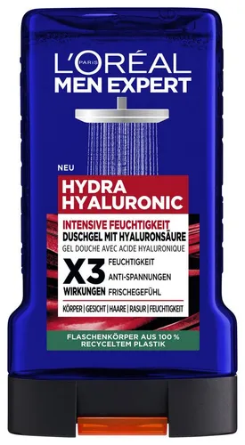 L'ORÉAL PARIS MEN EXPERT Duschgel L'Oréal Men Expert Hydra Hyaluronic Duschgel, 6-tlg., Feuchtigkeitsspendend, mildert Spannungen, mit Zitrusnote.