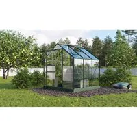 Vitavia Gewächshaus Planet 3800 Schwarz - Garten-Zubehör mit 3,8 m² Fläche, hochwertigem Sicherheitsglas für optimale Lichtdurchlässigkeit und hervorragende Wärmedämmung, ideal für Pflanzenzucht.