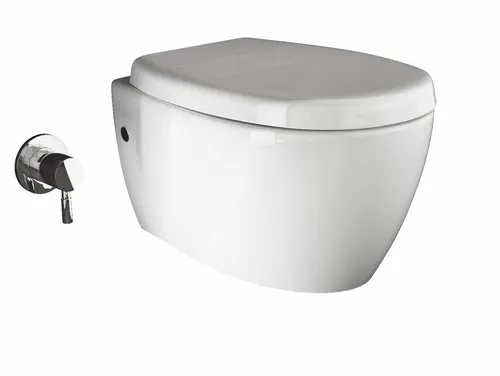 Aqua Bagno Taharet Toilette mit Dusch-WC - Einteilige Toilette mit integrierter Bidet-Funktion für optimale Intimhygiene. Das hygienische Tiefspüler-Design und die Softclose-Absenkautomatik bieten Komfort und Pflegeleichtigkeit.