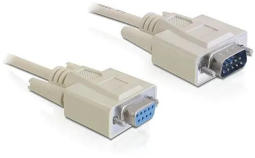 Delock Seriell-Verschluss Kabel (5m) Beige - RS-232 Sub-D 9 Stecker zu Buchse, robust und ideal für serielle Verbindungen