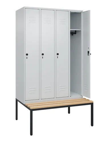 Produktbild CP-Möbel Spind Classic PLUS, lichtgrau, 4 Abteile mit Sitzbank