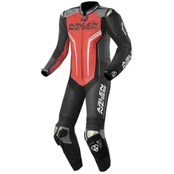 Arlen Ness Sugello 1-Teiler Motorrad Lederkombi, schwarz-rot, Größe 48 für Männer - Hochwertige Motorrad Lederkombi aus 1,1-1,3 mm Premium Rindsleder für höchsten Komfort und Flexibilität. Ideal für Motorradfahrer, die Wert auf Sicherheit und Stil legen.