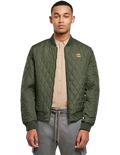 Urban Classics Herren Diamond Quilt Jacket Olive, 4XL - Funktionsjacke aus atmungsaktiven Materialien, ideal für den Übergang und Reisen. Leicht und komfortabel, perfekt für Frühling und Herbst.