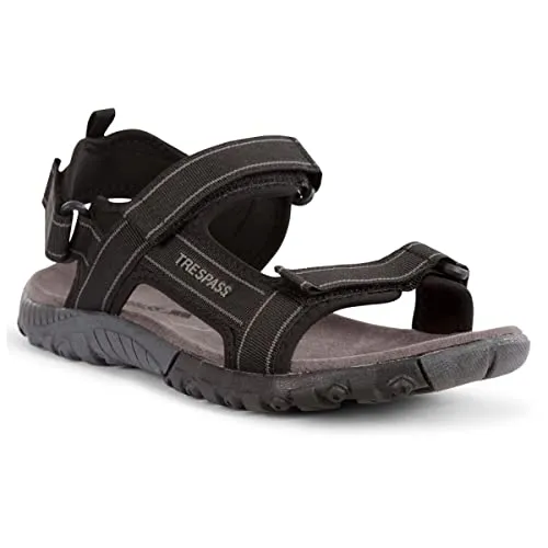 Trespass Herren Alderley Sandalen, Schwarz (Black), 43 EU - Wanderschuhe mit verstellbaren Gurtbändern für optimale Passform und gepolstertem Fußbett, ideal für Outdoor-Aktivitäten und Komfort auf jedem Terrain.