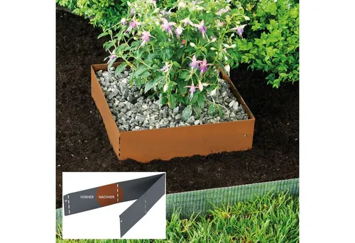 Bellissa Rasenkante Bellissa Rasenkante Square Corten 30x30cm H20cm Beetumrandung Beeteinf