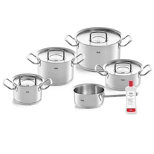 Fissler Original-Profi Collection 5-teiliges Edelstahl-Kochtopfset - Hochwertiges Kochtopfset für alle Herdarten, inkl. Metall-Deckel und Gratis Edelstahlpflege. Ideal für präzises Kochen mit integrierter Mess-Skala.