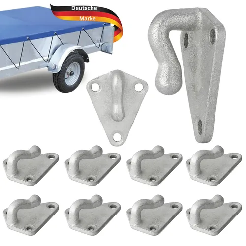 TRAILERKRAFT® Dreiloch Planenhaken Netzhaken Anhänger Metall 10 Stk.