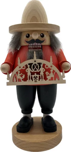 Richard Glaesser Nussknacker mit Schwibbogen, 21cm - Nussknacker aus dem Erzgebirge, handgefertigt aus Holz, mit einem eleganten Schwibbogen für festliche Stimmung.