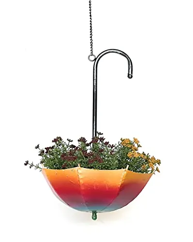 Produktbild DanDiBo Blumenampel Metall Hängeampel mit Topf Innen Außen Regenschirm Hängepflanzen 57 cm 96258 S Pflanzenhänger Blumenhänger Topfhänger Blumen