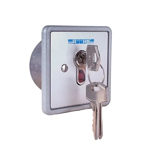 Schlüsseltaster einseitig tastend Unterputz, gleichschließend - Robuster Schlüsseltaster für Unterputzmontage mit IP54 Schutzart. Ideal für Wechselstrommotoren (230 V) und bietet hohe Funktionalität bei kompakten Maßen.