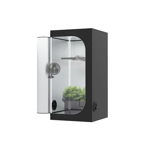 The Grow Deluxe D600 Growzelt 80x80x160 cm - Zuchtzelt für Hydrokulturen mit hochreflektierendem Mylar für maximales Pflanzenwachstum und herausnehmbarer, wasserdichter Wanne für einfache Reinigung.