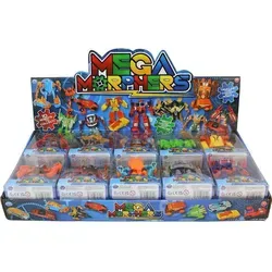 Roboter Mini Figuren im Display - 20 Stück - Entdecke die Mega Morphers: 20 Mini-Roboter mit Verwandlungsfunktion für kreativen Spielspaß. Ideal zum Sammeln, Tauschen und Spielen – perfekt für Kinder und als Mitgebsel bei Events.