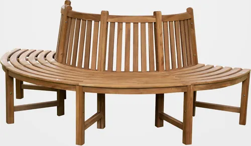 CLP Halbrunde Baumbank Male aus Teakholz - Bänke aus massivem Teakholz, witterungsbeständig und bietet Platz für bis zu vier Personen – ideal für schattige Stunden im Garten!