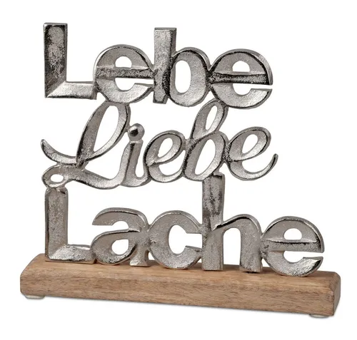 formano Dekofigur Schriftzug Lebe Liebe Lache 24cm aus Aluminium und Mangoholz - Der Formano Dekoschriftzug