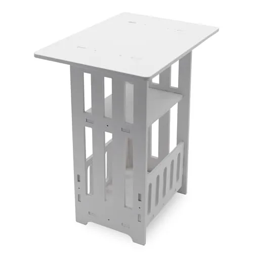 Spetebo Nachttisch weiß mit Ablagekorb und Staufach