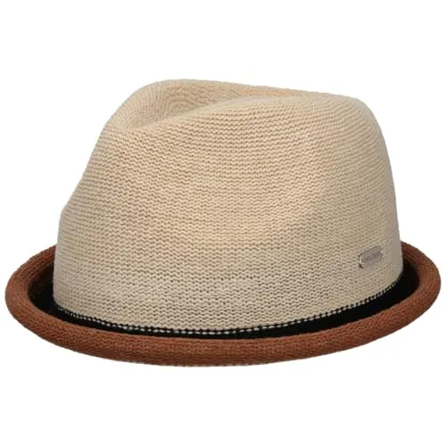 CHILLOUTS Boston Player Stoffhut Strickhut Sommerhut Trilby Damenhut Herrenhut Porkpie Pork Pie Damen/Herren - Frühling-Sommer Sommer - M (56-57 cm) Hellbeige