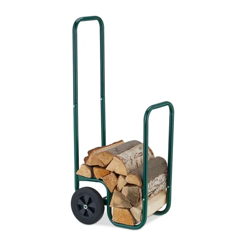 Kaminholzwagen für einfachen Holztransport - Sackkarre für Brennholz, leicht und robust aus Stahl, mit 60 kg Tragkraft – ideal für den Innen- und Außenbereich.