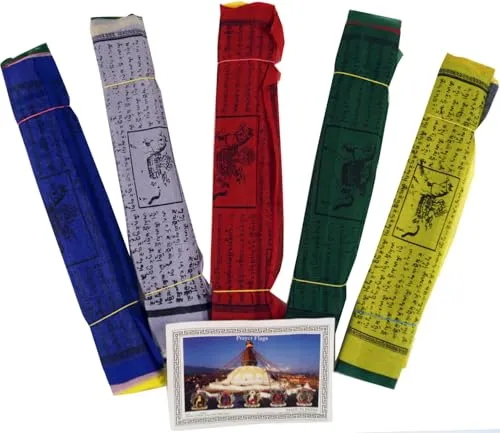 GURU SHOP Tibetische Gebetsfahne 10 Wimpel - 1,50 M/Viskose, Size:5 Stück Sparpack