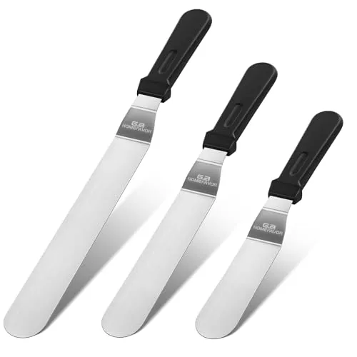 G.a HOMEFAVOR 3 Stück Winkelpalette Edelstahl Set, Winkelpalette Torte Edelstahl Kuchenmesser, Tortenspachtel, Tortenmesser, Professionelle Kuchen Dekorieren Werkzeuge