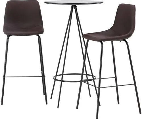 ebuy24 Barhocker Bistro Barmöbelset mit Bartisch schwarz - Stylisches Barmöbelset bestehend aus Bartisch und 2 Barhockern. Ideal für gesellige Abende, mit stabiler Konstruktion aus MDF und Stahl. Lieferung in zerlegtem Zustand für einfache Montage.
