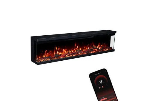 GLOW FIRE Elektrokamin Insert mit 3D Feuer - Elektrokamin für Wandmontage oder freistehend, mit 10 einstellbaren Flammenfarben und Heizleistung bis 1800 W, steuerbar per App und Fernbedienung für maximalen Komfort.