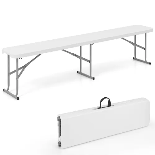 COSTWAY Klappbare Bierbank 182 cm mit Tragegriff - Gartenbank für bis zu 3 Personen, belastbar bis 300 kg, riss- und hitzebeständige HDPE-Oberfläche, ideal für Grillabende und Camping