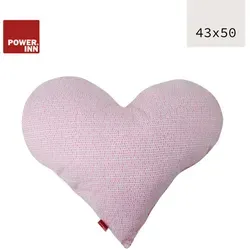 POWER INN® Herzkissen groß | Weiß mit pinken Dreiecken | Dekokissen Herz