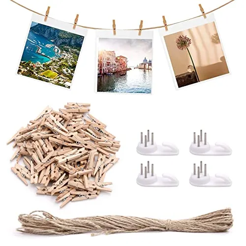 guangyuan Mini Kleine Holzklammern Wäscheklammern Holz 2,5 cm Holzklammern Klein Klammern für Fotos Aufhängen Dekorative Fotowand Kunst und Handwerk(100 Stück)