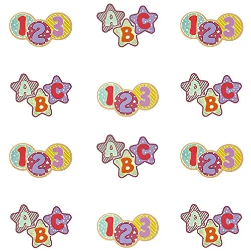 Oblique Unique® ABC 123 Konfetti 12 Stk. Schuleinführung Einschulung Schulanfang Tisch Dekoration Streu Deko Kreis Stern Form Jungen Mädchen