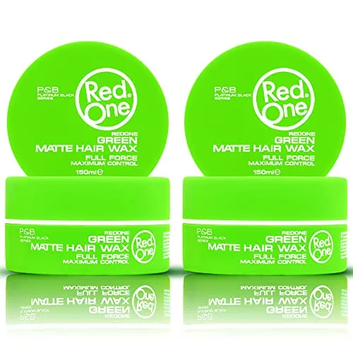 RedOne Mattes Haarwachs Grün 150 ml | Ultra Halt | Haarwachs für Männer und Frauen | Kokosnussduft | Maximale Kontrolle - 2 Stück