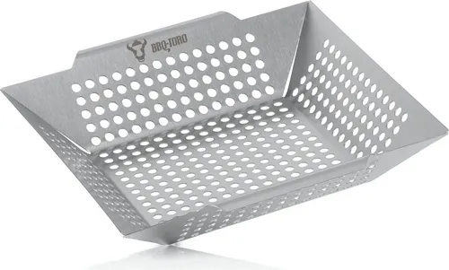 BBQ-Toro Edelstahl Grillkorb | 30 x 30 x 5,5 cm | Grillschale für Gasgrill, Grillpfanne