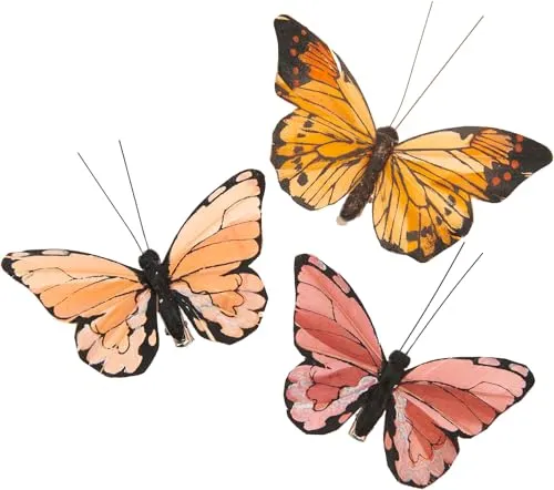 Rico Design Schmetterling mit Clip Dekostecker Frühling Set Dekofigur Tischdeko Fensterbank Garten Dekoaccessoire Schmetterlingsclip Kreatives Basteln Frühlingsdeko Innenbereich Apricottöne
