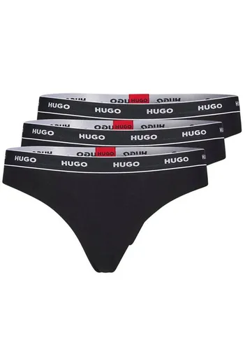 HUGO Triplet Thong Stripe - Funktionsunterwäsche mit sichtbarem Elastikbund, mittlerer Bundhöhe und mehreren Logos für einen modernen Look.