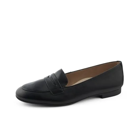Paul Green Damen Slipper - Elegante Loafer in Schwarz - Slipper & Mokassins für Damen, aus hochwertigem Leder mit flacher Absatzhöhe von 1.2 cm, ideal für Büro und Freizeit.