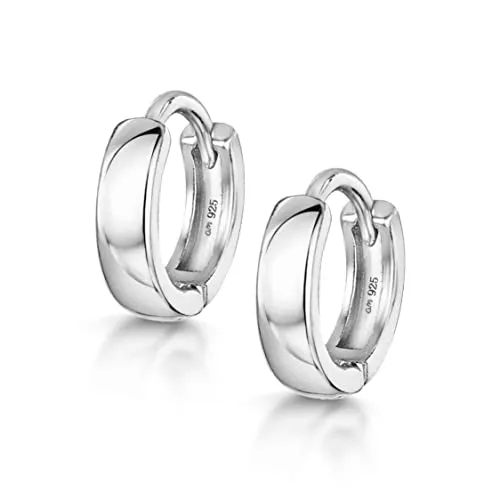 Amberta® 925 Sterling Silber Edle Ringe mit Scharnierbügel – Kleine Runde Klapp-Creolen Ohrringe - Durchmesse 10 mm