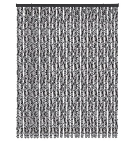 Arsvita Flauschvorhang Türvorhang (120x220 cm) in Meliert Schwarz-Grau-Weiß als Insektenschutz für Balkon, Terrasse oder Wohnmobil, Wohnwagen, Pavillon