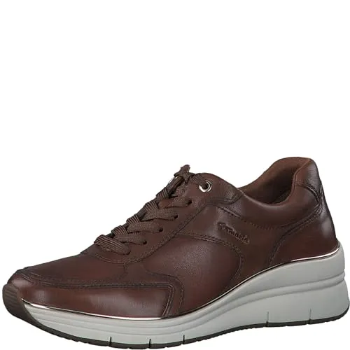 Tamaris Damen Sneaker Leder Schnürung Halbschuh 1-23764-43, Größe:38 EU, Farbe:Braun - Damen-Sneaker mit modernem Design, pflegeleichtem Obermaterial und bequemer Laufsohle für rutschfesten Komfort im Alltag.
