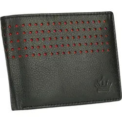 Geldbörse Herren Portemonnaie Echt Leder Börse Querformat Geldbeutel Schwarz RFID-Schutz MANZA® - Schwarz/Rot