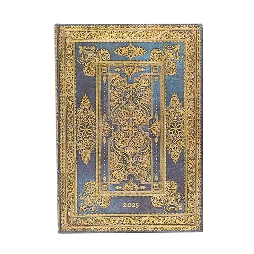Paperblanks 12-Monatskalender 2025, Blue Luxe, Grande, Vertikal, Elastikband-Verschluss