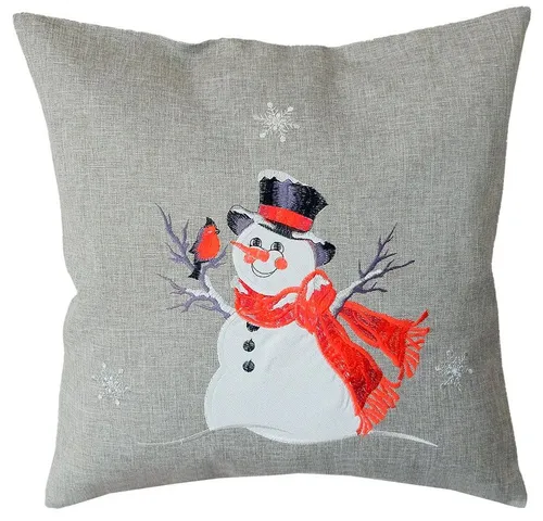 matches21 HOME & HOBBY Kissenbezüge Kissenhülle DOREEN Schneemänner Stick Poly grau 40x40 cm, (1 Stück)