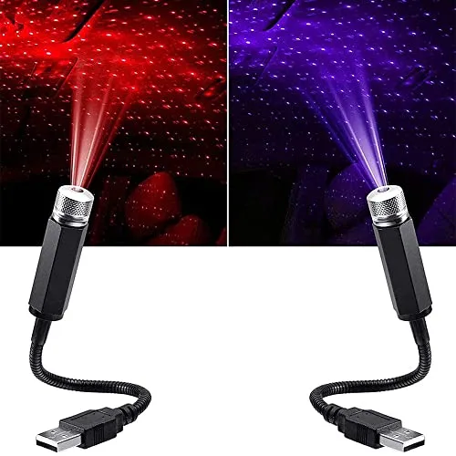 Stück Portable Auto Dachlicht Stern Atmosphäre Lichter,LED Projektor des USB Autoinnenraum Sternenlichts Auto LED-USB Sternen Lichter,für alle Autos Party Wohnzimmer(Violett Blau und Rot) 2