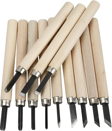 Schnitzwerkzeuge SET Schnitzmesser krativ für Speckstein und Holz 12-teilig