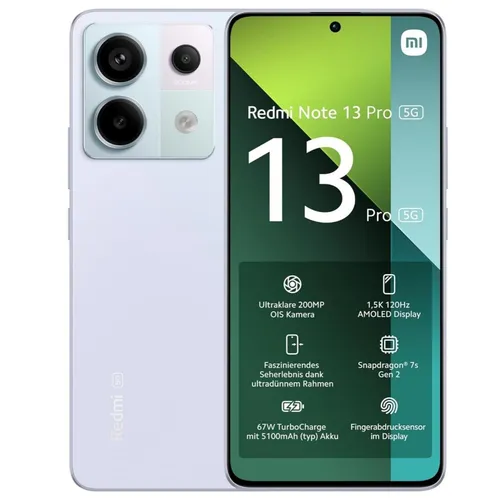 Xiaomi Handys Redmi Note 13 Pro 512GB Aurora Purple - 6,67 Zoll AMOLED Display, beeindruckende Kamera für ikonische Bilder und leistungsstarker Speicher