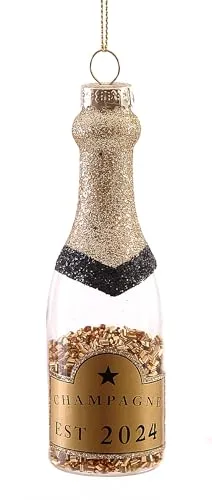 Baumschmuck goldene Champagner Flasche - Gold Champagne Sekt Baumkugel, Weihnachtsdeko, Christbaumkugel