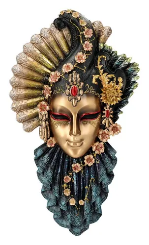 Figuren Shop GmbH Venezianische Maske Charm Flower - Bunte Wanddekoration von Veronese - Entdecken Sie die bunte Charm Flower Maske von Veronese – ein einzigartiges Wanddekoobjekt, das venezianischen Zauber in Ihr Zuhause bringt. Ideal für Kunstliebhaber!