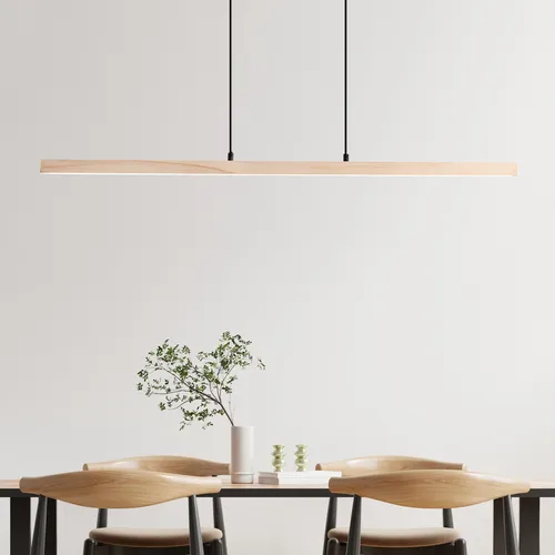 BRILLIANT Arion LED Pendelleuchte Schwarz/Holz – Elegante Deckenleuchte - Schlichte Pendelleuchte mit natürlichem Holzrahmen und energieeffizienten LEDs. 2400 Lumen für eine gemütliche Atmosphäre über Esstischen. Ein modernes Design für dein Zuhause.