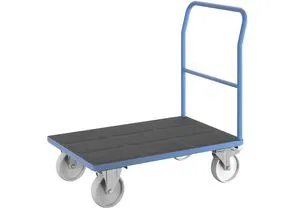 eurokraft pro Plattformwagen, Rohrschiebebügel, Polyamidreifen, LxB 1050 x 700 mm, lichtblau